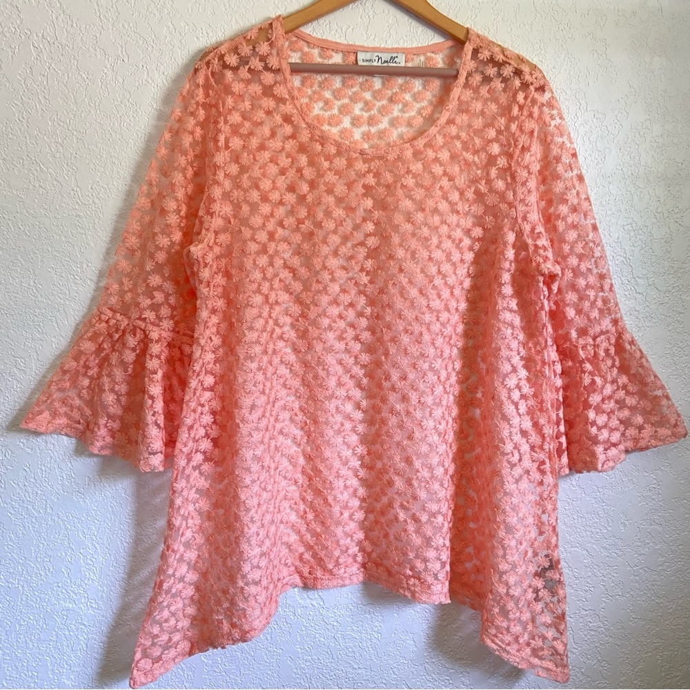 Simply Noelle Floral Embroidery Sheer Blouse